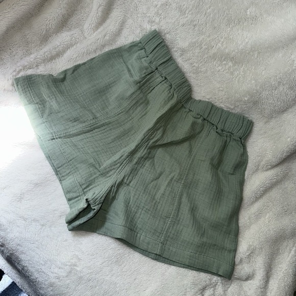 NEW Madewell Gauze Cotton Shorts Beachy Coastal Green Lightweight Minimalist M - Picture 2 of 7